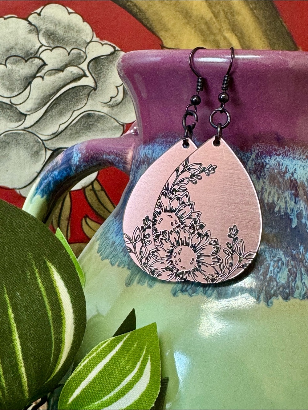 🆕 Women’s Mirror Acrylic Floral Dangle Earrings
